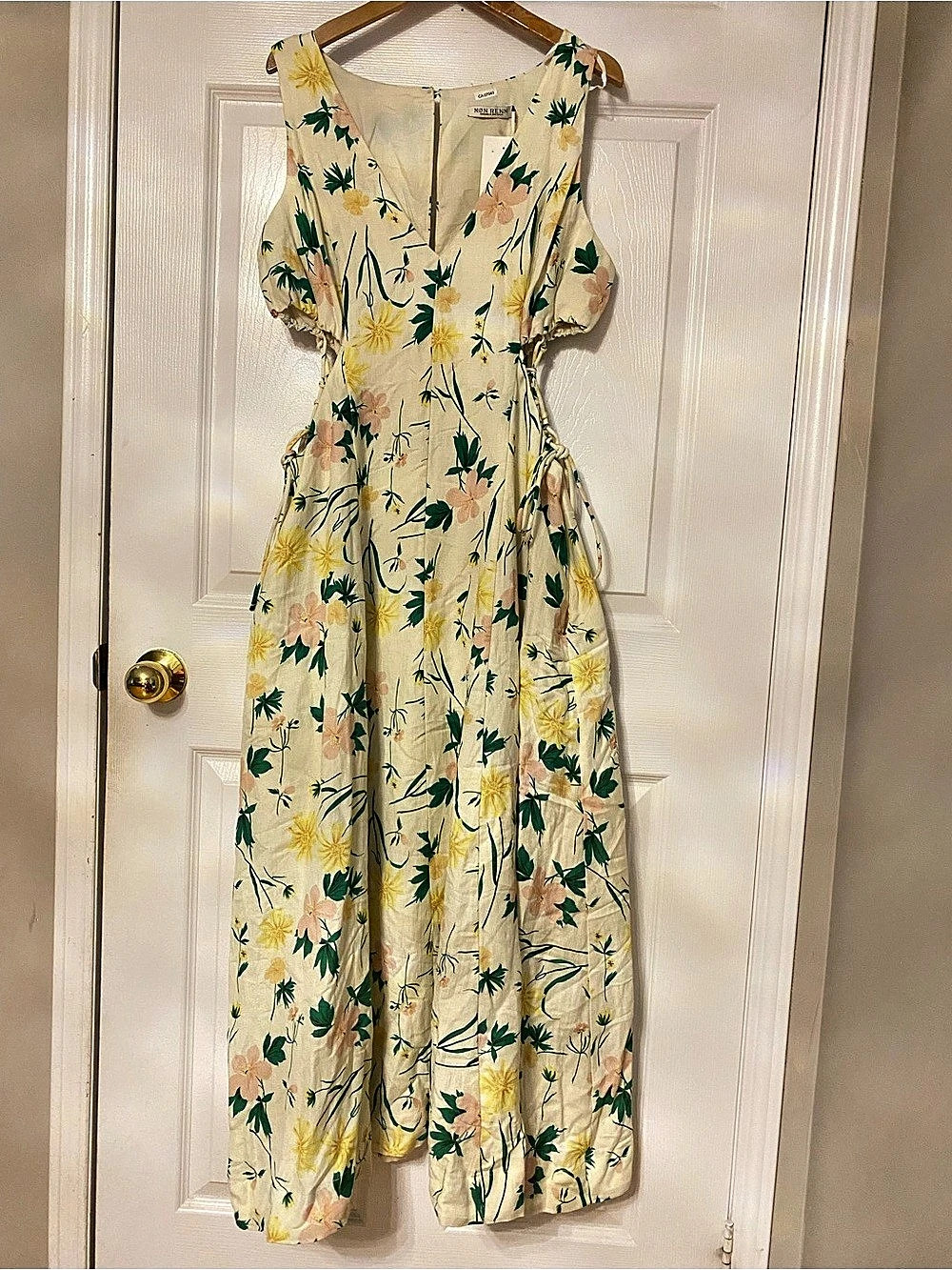 Mon Renn Floral Maxi Dress in Cream & Green NWT